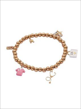 Stretch Bracelet Nickel-Free Two Tone Brass Bead Chain